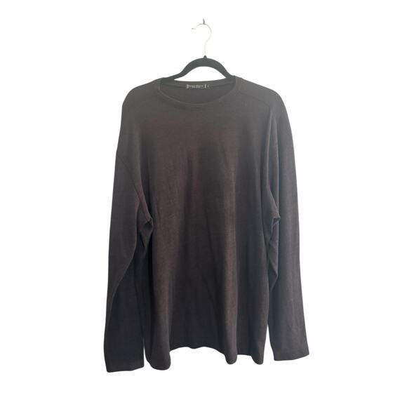 Agave Mens XL Luxe Standard Fit Crew Neck Long Sleeve Pullover Shirt Brown #5640 - Picture 1 of 9